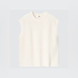 NWT Uniqlo Women Side Slit Vest in 01 Off White